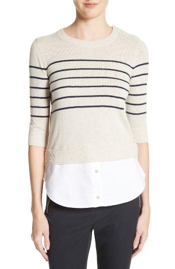 Women's Veronica Beard Mariner Stripe Combo Sweater - Ivory