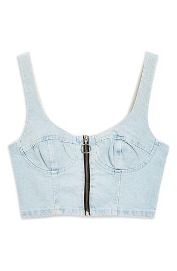 Women's Topshop Denim Bustier Us (fits Like 0) - Blue
