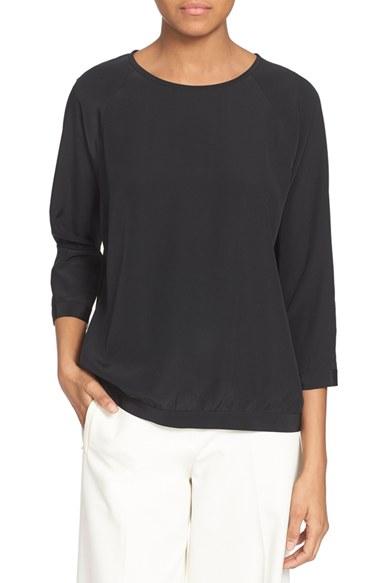 Women's Tibi Banded Silk Sweatshirt - Black