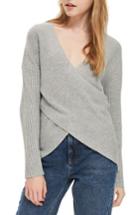 Women's Topshop Wrap Front Sweater Us (fits Like 0) - Grey