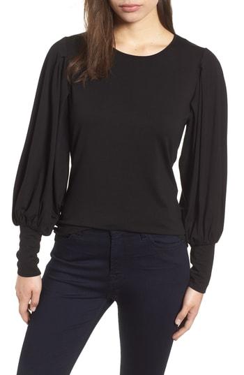 Women's Vince Camuto Bubble Drama Sleeve Tee, Size - Black
