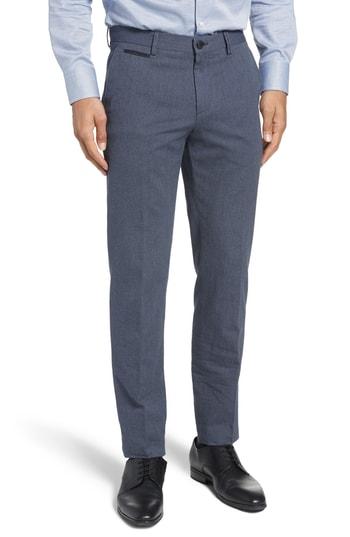 Men's Boss Batho Flat Front Solid Cotton Trousers R - Blue