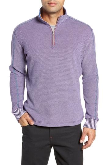 Men's Robert Graham Kitson Classic Fit Stripe Quarter Zip Sweater - Red