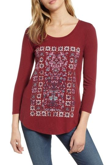 Women's Lucky Brand Mix Floral Print Tee - Red