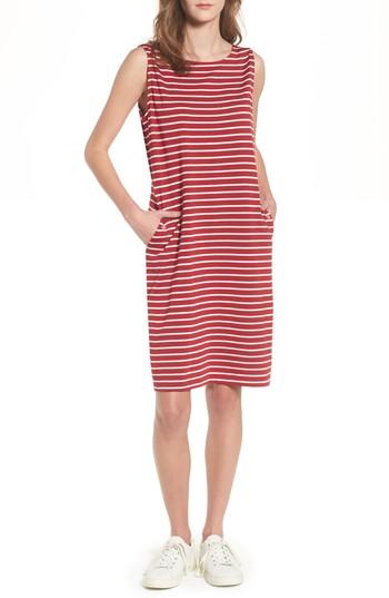 Women's Barbour Dalmore Stripe Jersey Sleeveless Shift Dress - Red