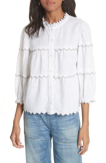 Women's La Vie Rebecca Taylor Embroidered Linen Top - White