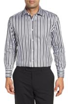 Men's English Laundry Regular Fit Stripe Dress Shirt - 34/35 - Black