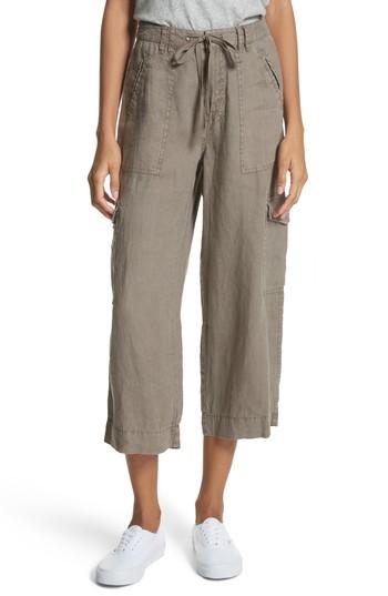 Women's Joie Flaminia Drawstring Linen Crop Cargo Pants - Green