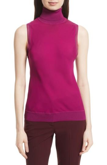Women's Theory Turtleneck Bias Silk Top - Black