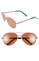 Women's Lilly Pulitzer 'amelia' 57mm Polarized Aviator Sunglasses - Hibiscus Pink/ Palm Green