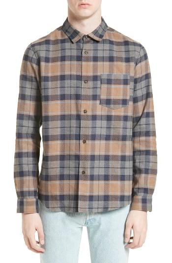 Men's A.p.c. Extra Trim Fit Milan Plaid Cotton & Linen Shirt - Blue