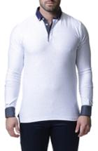 Men's Maceoo Newton Trim Fit Long Sleeve Polo (s) - White