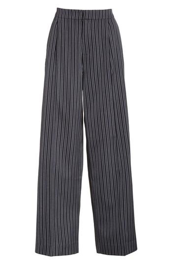 Women's Jacquemus Pinstripe Pleated Wide Leg Wool Pants Us / 36 Fr - Grey