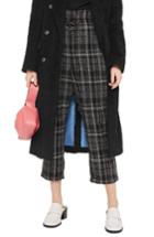 Women's Topshop Neppy Checked Paperbag Trousers Us (fits Like 0) - Black