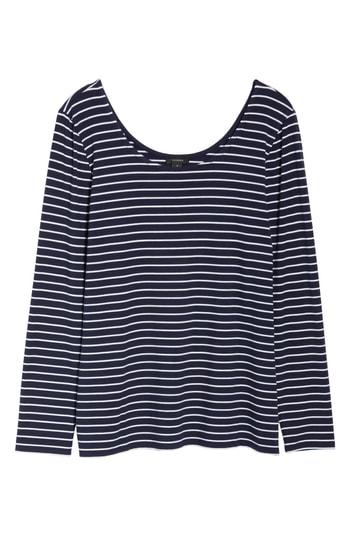 Petite Women's Halogen Scoop Neck Tee, Size P - Blue