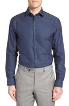 Men's Calibrate Trim Fit Jacquard Dress Shirt 32/33 - Blue
