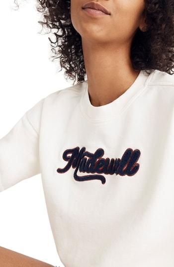 Women's Madewell Embroidered Varsity Sweatshirt - Ivory
