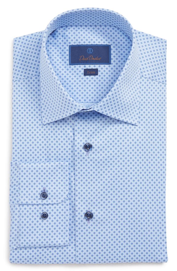 Men's David Donahue Trim Fit Geometric Dress Shirt