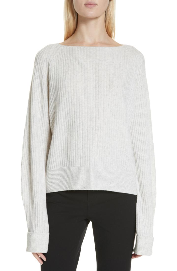 Women's Vince Ribbed Bateau Neck Sweater - Grey