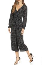 Women's Eliza J Whistles Faux Wrap Crop Jumpsuit - Black