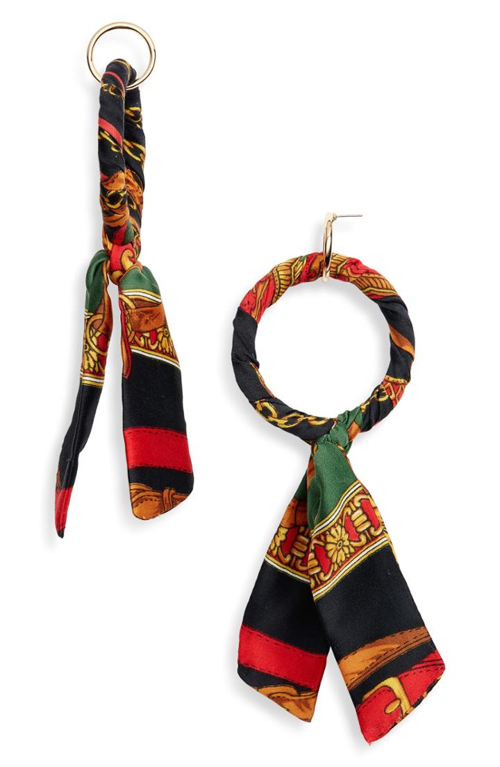 Women's Bp. Fabric Wrap Drop Hoop Earrings