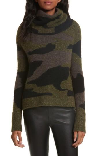 Women's Veronica Beard Davis Camo Print Turtleneck Sweater - Green