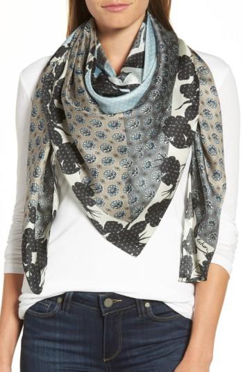 Women's Echo Foulard Silk Square Scarf, Size - Black