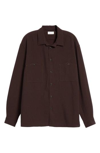 Men's Lemaire Seersucker Wool Sport Shirt