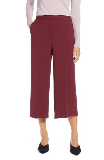 Petite Women's Halogen Wide Leg Crop Pants P - Burgundy