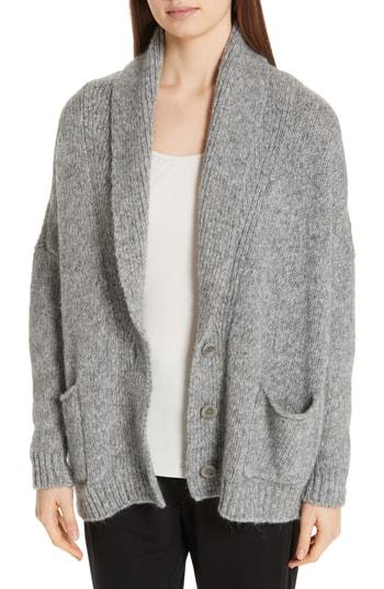 Women's Eileen Fisher Shawl Collar Cardigan, Size /x-small - Grey