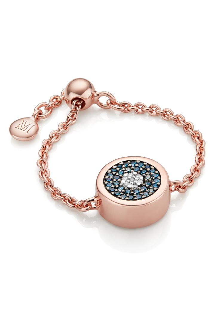 Women's Monica Vinader Evil Eye Friendship Chain Ring With Pave Diamonds