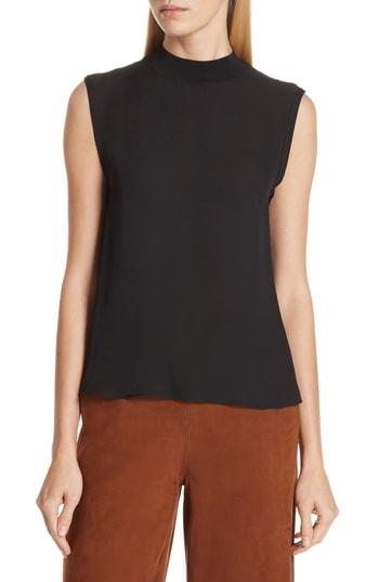 Women's Vince Tie Back Silk Shell - Black