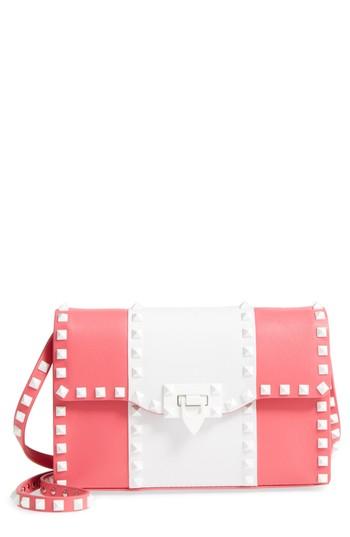 Valentino Garavani Rockstud Colorblock Leather Shoulder/crossbody Bag - Pink