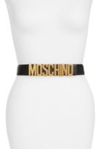 Women's Moschino Logo Leather Belt - Black