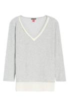 Petite Women's Vince Camuto Layered Look Top P - Grey