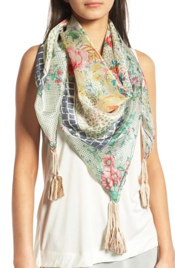 Women's Johnny Was Anita Square Silk Scarf, Size - Blue