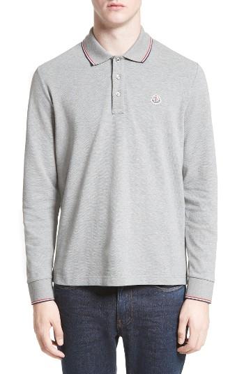 Men's Moncler Maglia Long Sleeve Polo - Grey