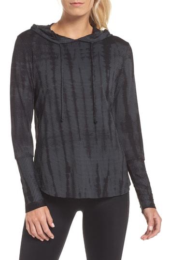 Women's Maaji Waves Tie Dye Gray Hooded Pullover - Grey