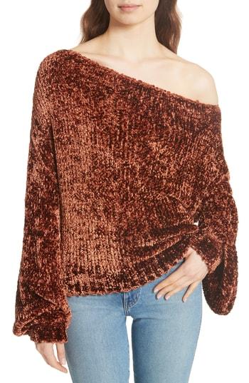 Women's Caroline Constas Chenille One-shoulder Sweater - Brown