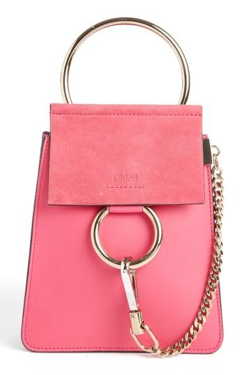 Chloe Faye Small Suede & Leather Bracelet Bag - Pink
