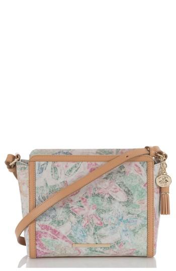 Brahmin Floral Carrie Leather Crossbody Bag - Beige