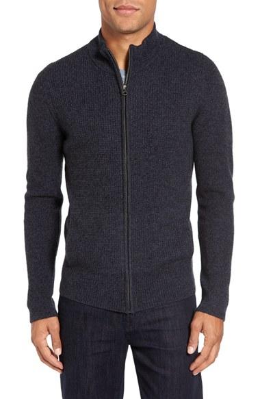 Men's Velvet By Graham & Spencer Kase Mock Neck Front Zip Cashmere Sweater