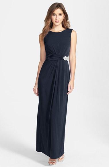 Women's Ellen Tracy Embellished Jersey Gown - Blue