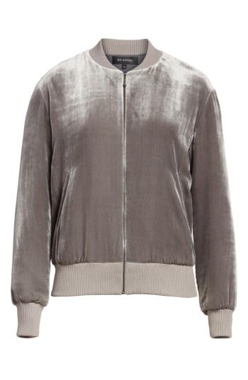 Women's St. John Collection Velvet Bomber, Size - Grey