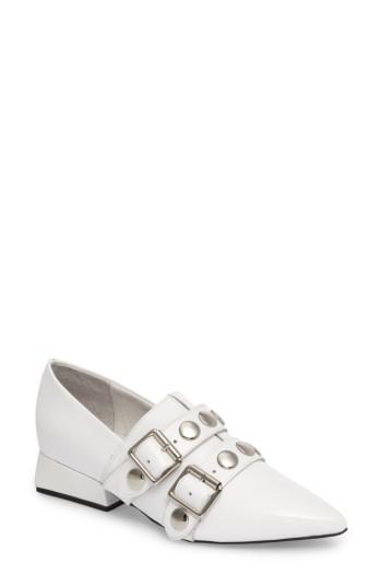 Women's Jeffrey Campbell Manford Buckle Strap Loafer M - White
