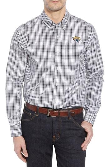 Men's Cutter & Buck Jacksonville Jaguars - Gilman Regular Fit Plaid Sport Shirt - Black
