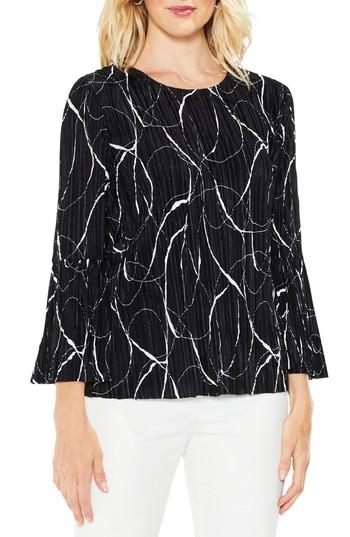 Women's Vince Camuto Ink Swirl Bell Sleeve Top, Size - Black