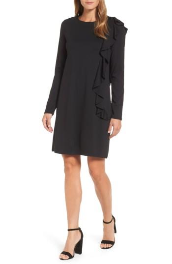 Women's Halogen Ruffle Shift Dress, Size - Black
