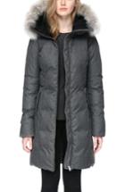 Women's Soia & Kyo Hooded Down Coat With Removable Genuine Coyote Fur Trim - Grey