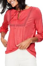 Women's Boden Mixed Textures Peasant Top - Pink